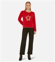 Women's Red Christmas Star Jumper Mela New Look