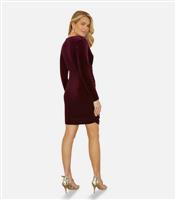 Women's Burgundy Velvet Ruched Mini Dress Mela New Look