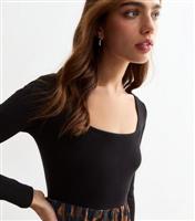 Women's Black Leopard Print Skirt Midi Dress New Look