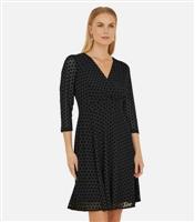 Women's Black Polka Dot Skater Dress Yumi New Look