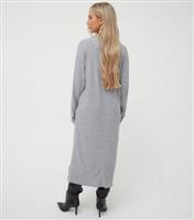 Women's Grey Rib Maxi Shirt Dress WKNDGIRL New Look