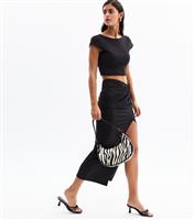 Women's Black Knot Side Midi Skirt New Look
