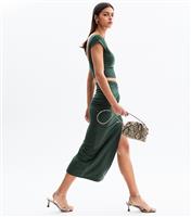 Women's Khaki Knot Side Midi Skirt New Look