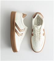 Women's White Faux Leather Panelled Flatform Trainers New Look