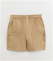 Men's Light Brown Tech Cargo Zip Pocket Shorts New Look