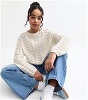 Girls' Off White Crochet Jumper New Look