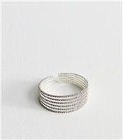 Silver Tone Diamant Embellished Wide Cuff New Look