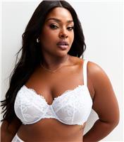 Women's Plus Size White Lace Non Padded Bra Curves New Look