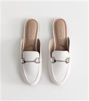Women's White Faux Leather Snaffle Detail Backless Loafers New Look