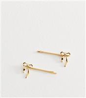 Pack Of 2 Gold Tone Bow Hair Slides New Look