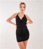 Women's Black Cowl Neck Lace Mini Dress Pink Vanilla New Look