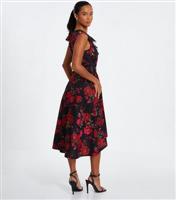 Women's Petite Black Floral Midi Dress Quiz New Look