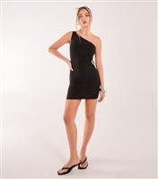 Women's Black One Shoulder Cut Out Jersey Dress Pink Vanilla New Look