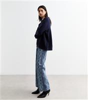 Women's Blue Snakeskin Print Wide Leg Jeans New Look
