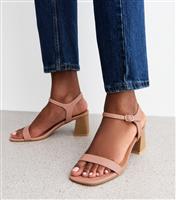 Women's Pink Faux Leather Block Heel Sandals New Look