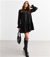 Women's Black Lace Insert Mini Smock Dress New Look