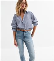 Women's Blue Stovepipe Straight Leg Jeans New Look