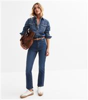 Women's Blue Stovepipe Straight Leg Jeans New Look