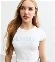 Girls' White Sacramento Print Crop Top New Look