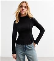 Women's Black Textured Exposed Seam Top New Look