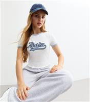 Girls' White Alaska Slogan Jersey Crop Top New Look