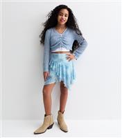 Girls' Blue Rose Print Handkerchief Hem Skort New Look