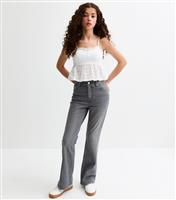 Girls' Dark Grey Flare Leg Jeans New Look