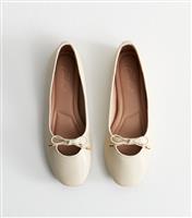 Women's Off White Cutout Faux Leather Ballet Pumps New Look