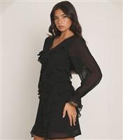 Women's Black Ruffle Mini Dress WKNDGIRL New Look