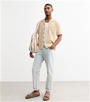 Men's Stone Relaxed Linen Blend Shirt New Look