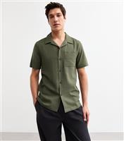 Men's Khaki Regular Linen Blend Shirt New Look