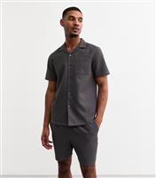 Men's Dark Grey Regular Waffle Texture Shirt New Look