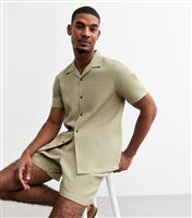 Men's Light Brown Regular Waffle Texture Shirt New Look