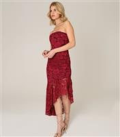 Women's Burgundy Lace Detail Asymmetric Dress WKNDGIRL New Look