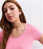 Girls' Pink Scoop Neck Cropped Tee New Look