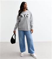 Women's Plus Size Grey NYC Jersey Sweatshirt Curves New Look