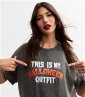 Women's Grey Halloween Slogan Jersey T-Shirt New Look