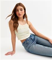 Girls' Off White Jersey Ruffle Lace Cami Top New Look