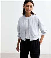 Women's Grey Zip Up Cropped Bomber Jacket New Look