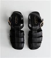 Women's Black Faux Leather Fisherman Sandals New Look
