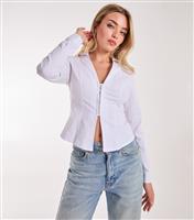 Women's White Fitted Crop Shirt Pink Vanilla New Look