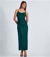 Women's Green Glitter Cowl Neck Maxi Dress Quiz New Look