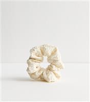 Cream Textured Scrunchie New Look