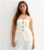 Women's Petite White Bandeau Button Front Waistcoat New Look