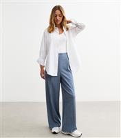 Women's Light Blue Pull On Tailored Trousers New Look