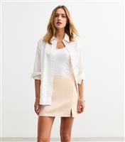 Women's Stone Soft Touch Linen Blend Pelmet Mini Skirt New Look