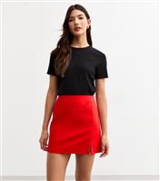 Women's Red Soft Touch Linen Blend Pelmet Mini Skirt New Look