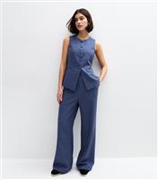 Women's Blue Tailored Pinstripe Wide Leg Trousers New Look