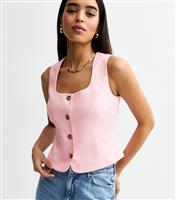 Women's Pink Linen Blend Square Neck Waistcoat New Look
