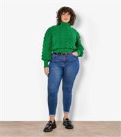 Women's Plus Size Green Bubble Knit Jumper Curves Apricot New Look